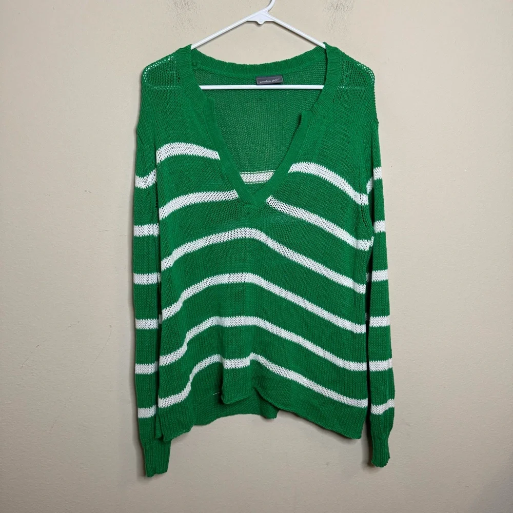 Wooden Ships Margot Striped V-Neck Sweater - Picture 2 of 10